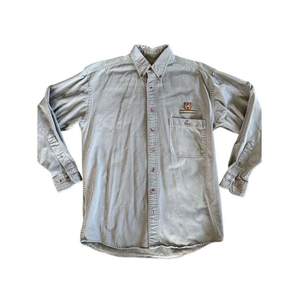 The Broadmoor 90s men’s vintage Gear button up outdoor shirt 100% cotton khaki g